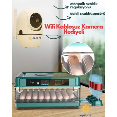 130 Yumurtalık Tam Otomatik Kuluçka Makinesi Wi-fi Kamera Hediyeli Yedek Motorlu Profesyonel Tavuk Kaz Ördek Bıldırcın Güvercin Süs Kuşu İçin İdeal